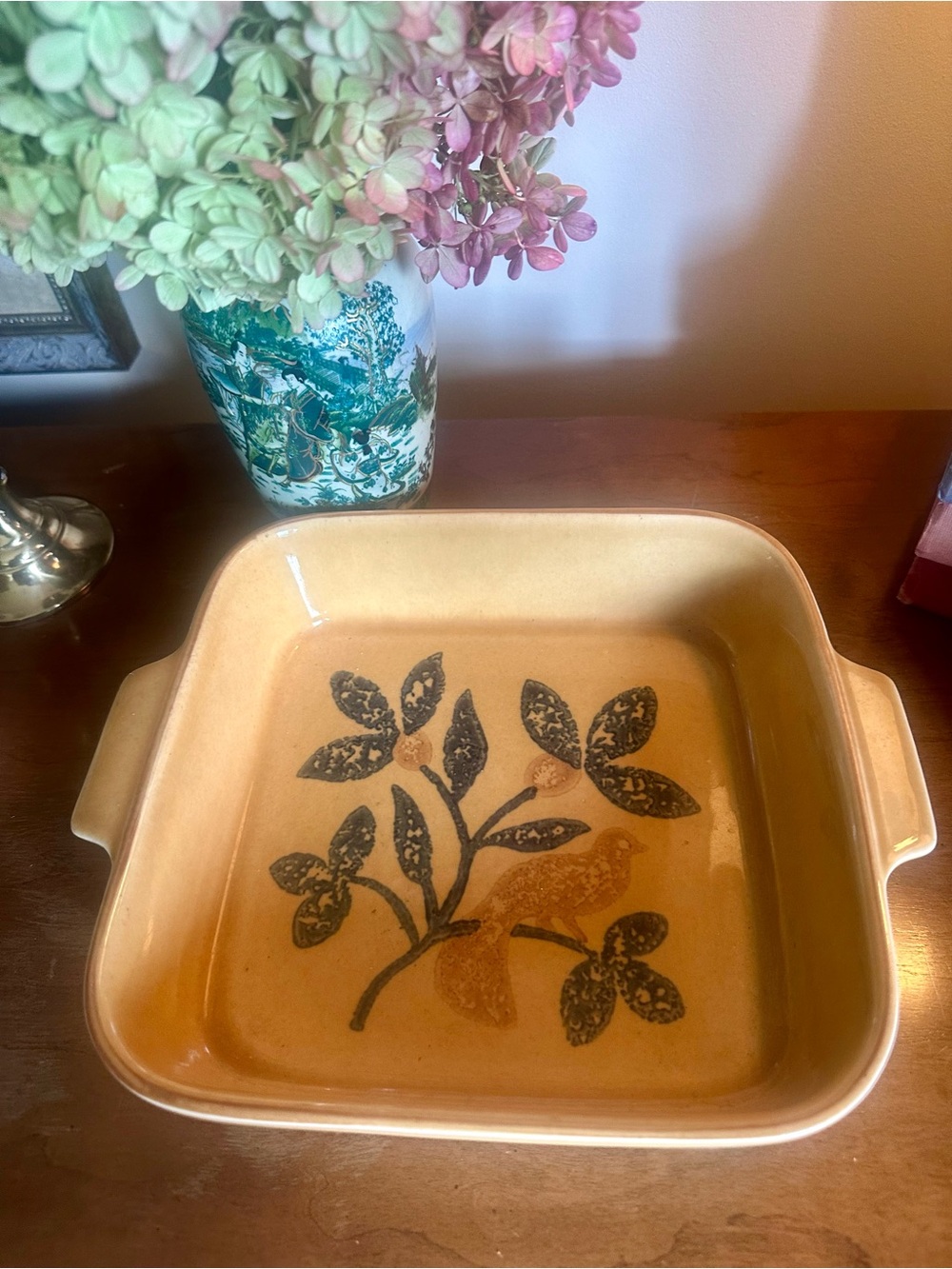 Vtg Pfaltzgraff  1989 Retired Baking Folk Art Baking Dish